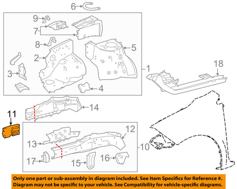 TOYOTA OEM 17-18 Corolla FENDER-Rail Extension Left 5720212020