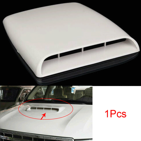Universal Car Air Flow Intake Hood Scoop Vent Bonnet Decorative Cover ABS White