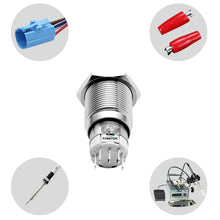 16mm 12V Car Auto LED Power Push Button Metal ON/OFF Switch Latching Aluminum