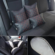 PU Leather Car Seat Cover Mat Rear+Front Black W/ Red Size L for 5 Seats Auto