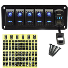 12V-24V 6 Gang Multifunction LED Rocker Switch Panel Circuit Breaker Car Boat RV