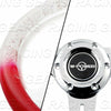 350MM RED W-POWER CRYSTAL BUBBLE STYLE 6-HOLE STEERING WHEEL+SHIFT KNOB SETS
