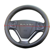 38CM Genuine Leather Car Steering Wheel Cover Breathable Hole Non-Slip Soft Grip