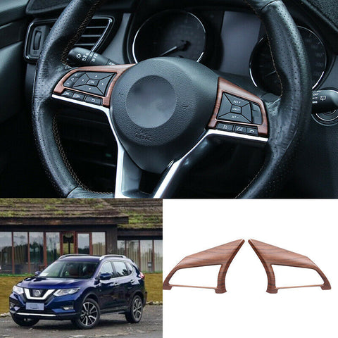 For Nissan Rogue 2014-2020 ABS Wood grain Car Inner Steering wheel cover Trim