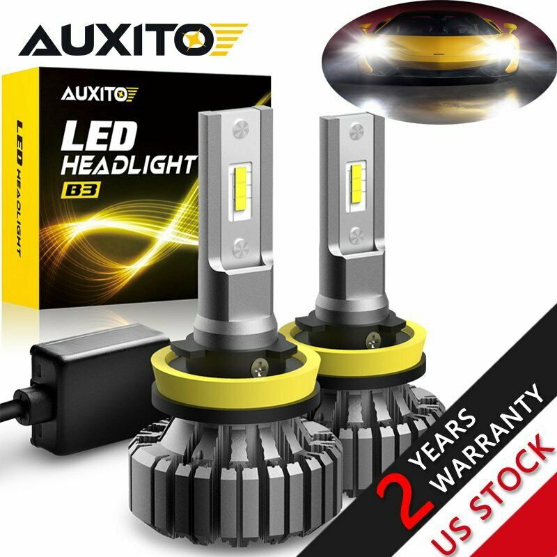 Pair 2 Side H11 H8 CSP LED Headlight Kit 60W 4000LM Low Beam Bulb 6500K White B3