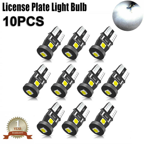 10pcs T10 194 LED License Plate Light Bulbs 6000K Super Bright White 168 2825