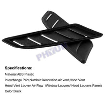 2x Car Front Hood Decorative Air Flow Intake Scoop Turbo Bonnet Vent Cover Black