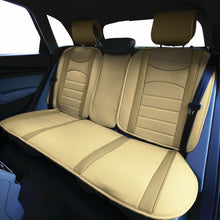 Leatherette Cushion Pad Seat Covers Full Set For Auto Car SUV Van Beige