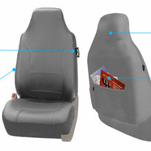 Highback Bucket Seat Covers Pair PU Leather For Auto Car SUV Van Gray