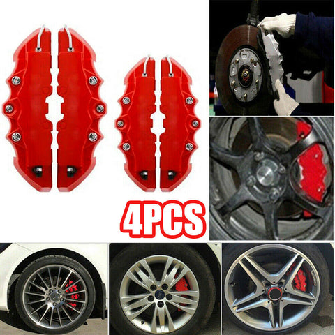 4PCS Red Color Style 3D Car Universal Disc Brake Caliper Covers Front & Rear Kit