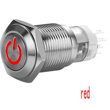 Red Waterproof Stainless Steel Car LED 12V 16mm Power Button Switch Push ON/OFF