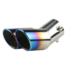 63mm 2.5" Stainless Steel Dual Car Exhaust Muffler Pipe Blue Tail Tip Universal