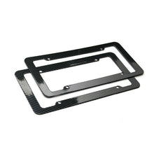 Black Plastic Carbon Fiber Style License Plate Frame For Front & Rear Bracket