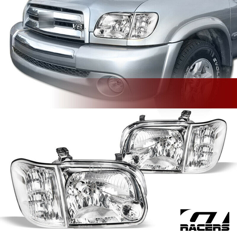 For 2005-2006 Tundra Double/Sequoia Chrome Housing Headlights+Corner Signal Nb