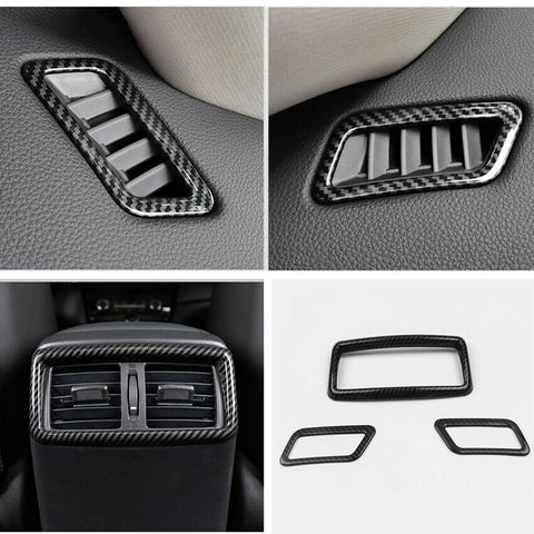 Car A/C Air Vent Cover Trim Carbon fiber look 3pcs For Nissan Rogue 2017 - 2020