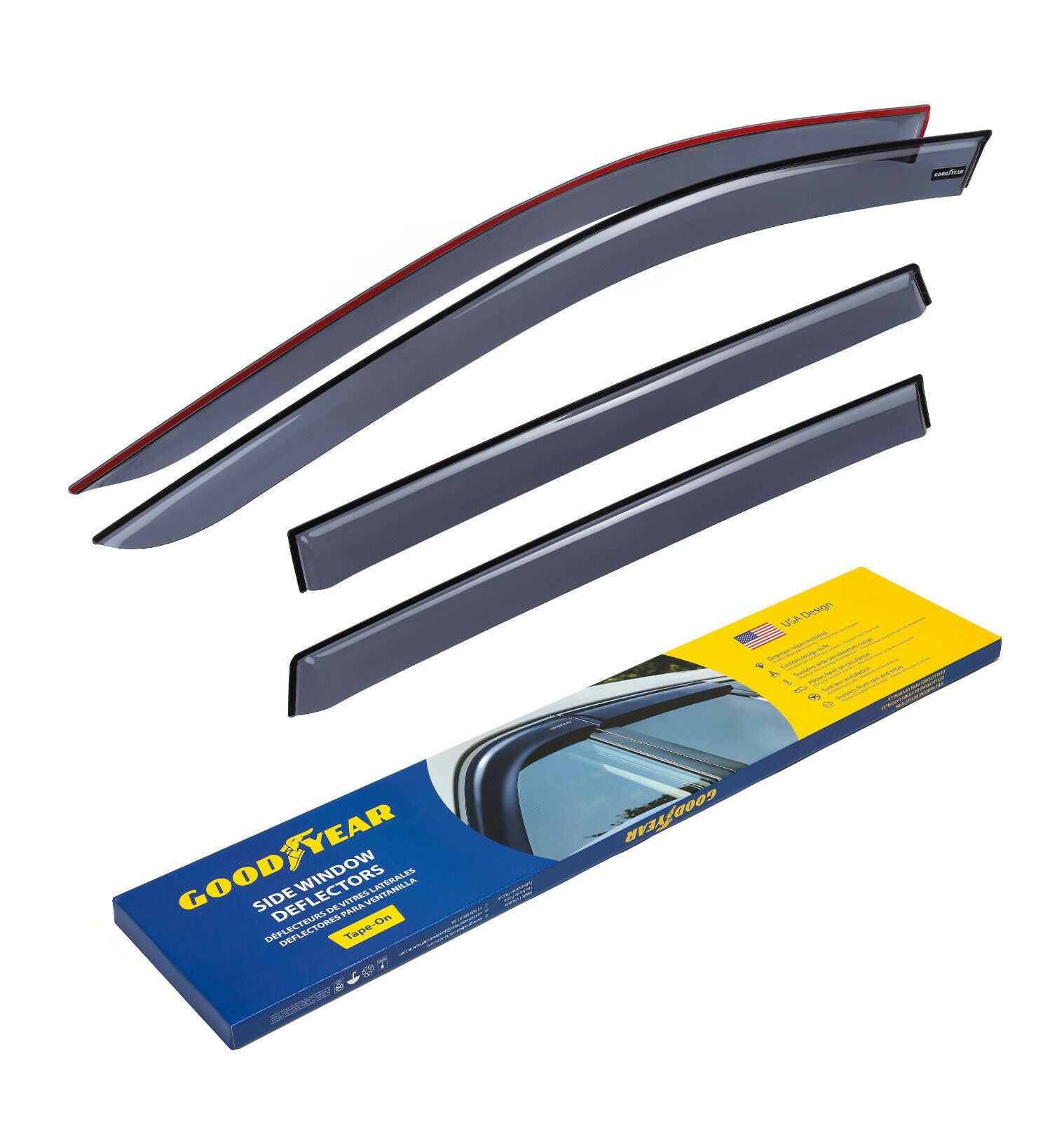 Goodyear Vent Sun Visors for Nissan Rogue 2014-2020 Tape-on, 4 pcs