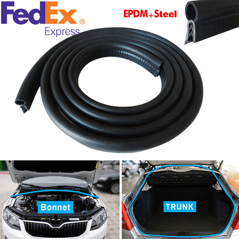 4 Meter Weatherstrip Car Bonnet Hood Trunk Edge Trim Moulding Noise Seals Black