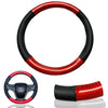 1X Red Carbon Fiber PU Leather Steering Wheel Cover 15