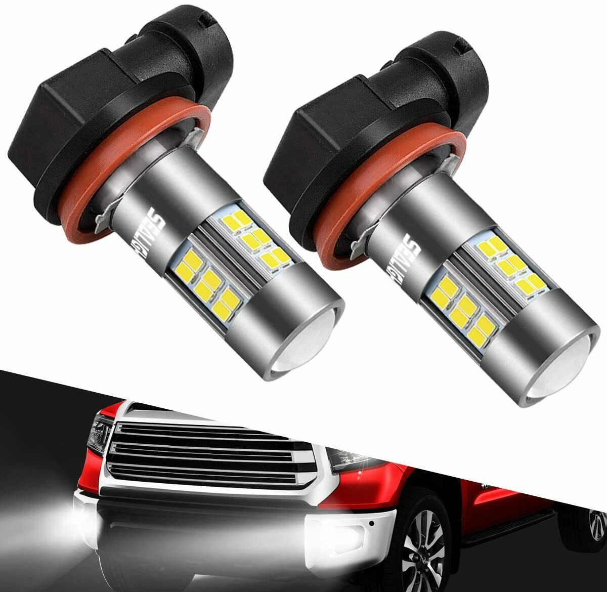 2X SEALIGHT H11/H8/H16 LED Fog Light Bulbs 6000K White 27 SMD Chips Fog Lamp Set