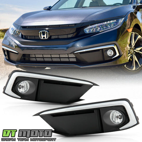 For 2019-2020 Honda Civic Coupe/Sedan Bumper Fog Lights Driving Lamps w/ Switch