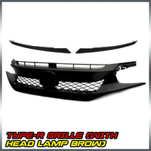 For 19-20 Honda Civic Sedan T-R Style Gloss Black Front Bumper Hood Grill Cover