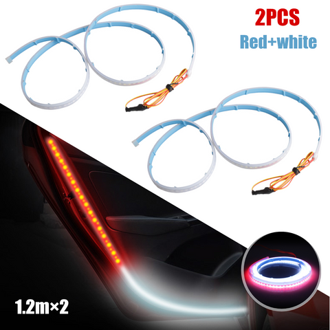 2PCS Car Door Anti-collision LED Side Atmosphere Lamp Slim Strip Flow Lamp Belt