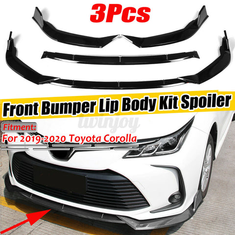 Front Bumper Lip Chin Spoiler Splitter Gloss Black For Toyota Corolla 2019 2020