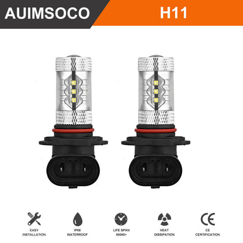 For GMC Sierra 1500 2007-2013 H9 LED DRL Bulbs Fog Light High Power 6000k 160W