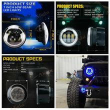 For 2007-2018 Jeep Wrangler JK Halo 7'' LED Headlights RGB Lights Fog Turn Combo