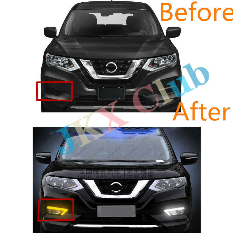 For Nissan Rogue X-Trail 2017-2020 LED Bulb Fog o LED DRL Turn Signal Light Wire