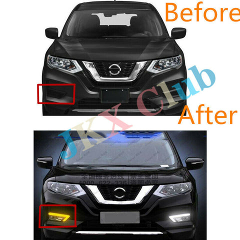 For Nissan Rogue X-Trail 2017-2020 LED Bulb Fog o LED DRL Turn Signal Light Wire