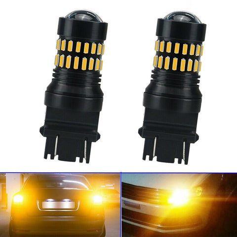 2x Yellow Amber 3157 3156 LED DR Turn Signal Parking Lights Blinker Corner Bulbs