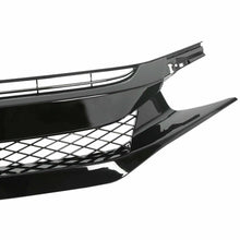 Full Glossy Black ABS Front Bumper Mesh Grille For 19-20 Honda Civic T-R Style