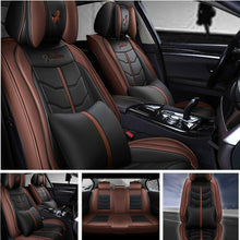 Universal 5-Seats Car Seat Covers Black+Blue PU-Leather Protector Cushion Set US