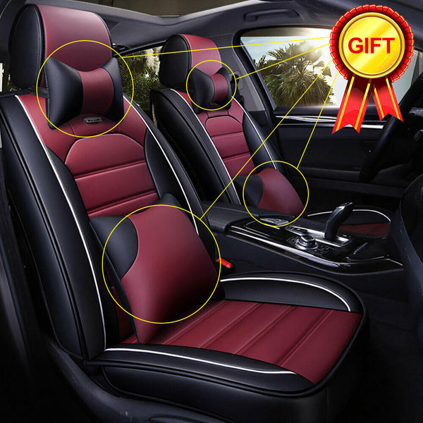 Luxury PU Leather Car SUV Seat Cover Protector Full Set 5-Sits Universal Cushion
