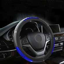 Black Blue PU Leather Car Steering Wheel Cover Anti-slip Protector For 37cm-38cm