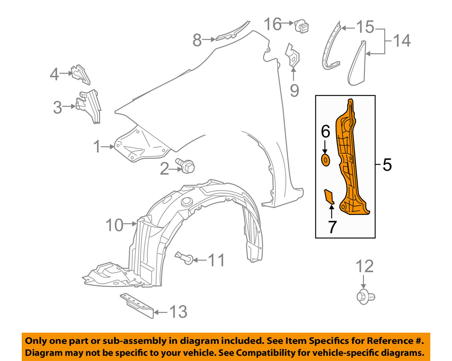 TOYOTA OEM 14-18 Corolla Fender-Rear Seal Left 5382802180