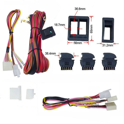 12V Car Power Window Regulator Switch Kit With Wiring Harness For 2 Doors Type