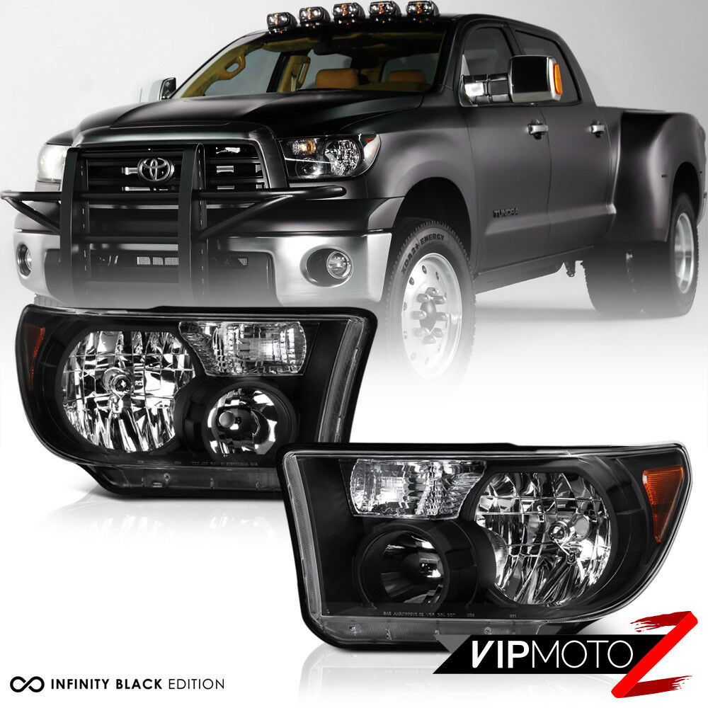 For 07-13 Toyota Tundra 2WD 4WD [TRD STYLE] Black Front Headlight Headlamp Black