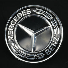 57mm Black Hood Flat Laurel Wreath Front Car Logo Emblem For Mercedes Benz