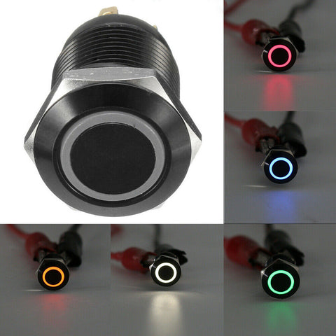 1x 12mm 12V 4-Pin Angel Eye LED Push Button Metal Switch Waterproof ON/OFF