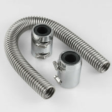 24" Stainless Steel Chrome Radiator Flex Coolant Water Hose Kit w/Radiator Cover