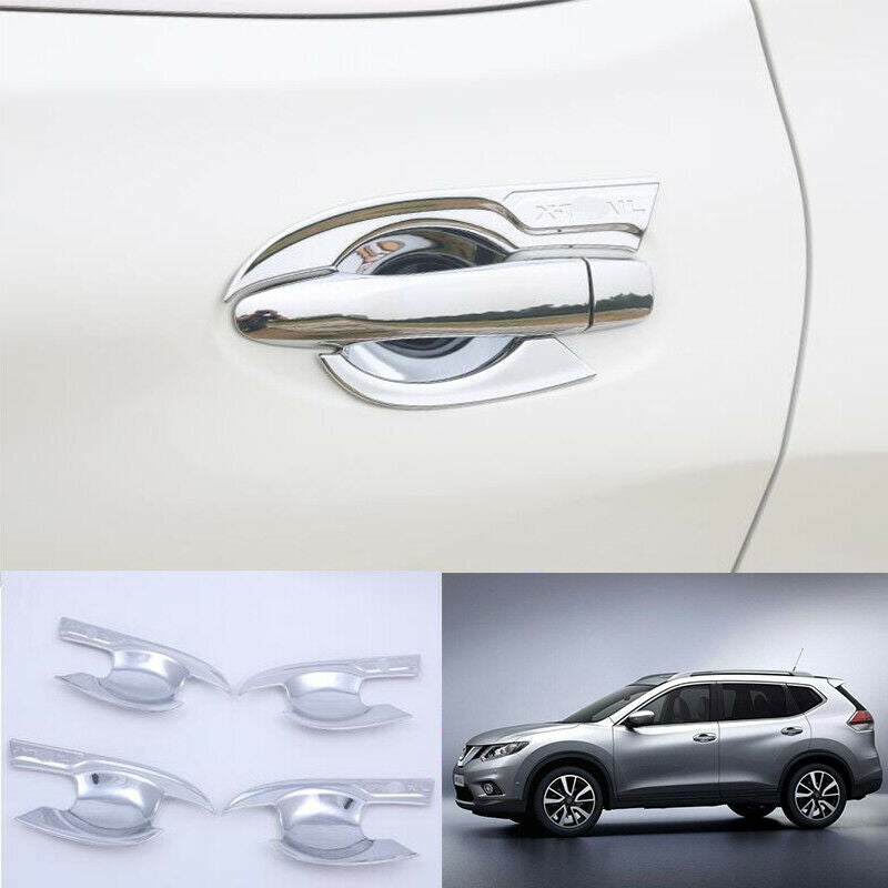 For Nissan Rogue 2014-2020 ABS Silver Car exterior outside door bowl cover 4pcs
