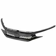 Full Glossy Black ABS Front Bumper Mesh Grille For 19-20 Honda Civic T-R Style