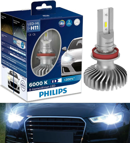 Philips X-Treme Ultinon LED 6000K White H11 Two Bulb Head Light Low Beam Upgrade