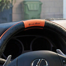 New Design Black & Orange Slip-On Steering Wheel Cover PVC Leather Size Small