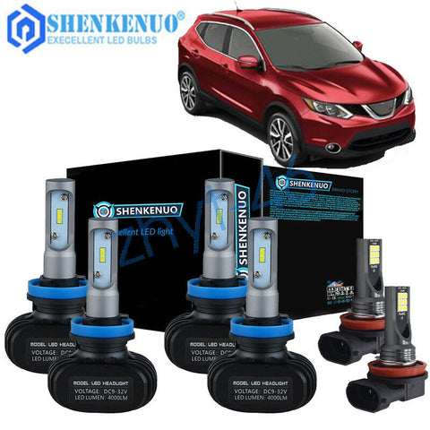 For Nissan Rogue 2014-2020 6000K LED Headlight Hi-Low Beam + Fog Light Bulbs Kit