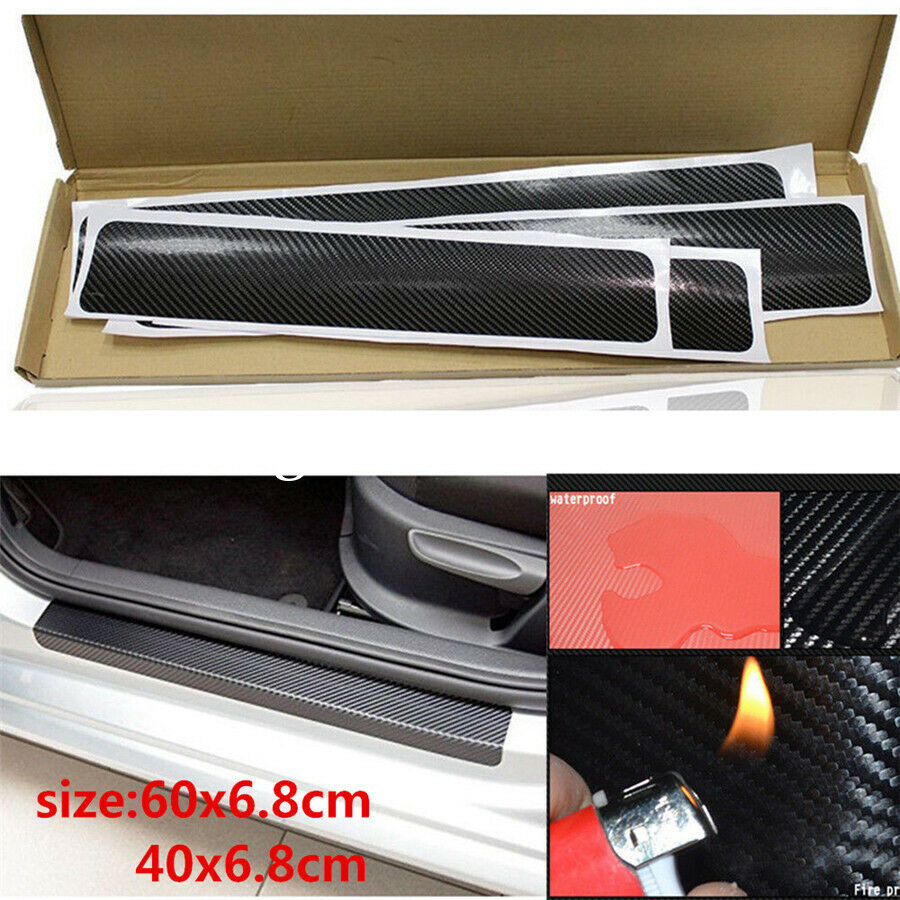 Accessories Carbon Fiber Car Door Plate Sill Scuff Cover Anti Scratch Sticker A