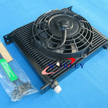 Universal 30 Row Engine Transmission AN-10AN Oil Cooler + Electric Fan Kit Black
