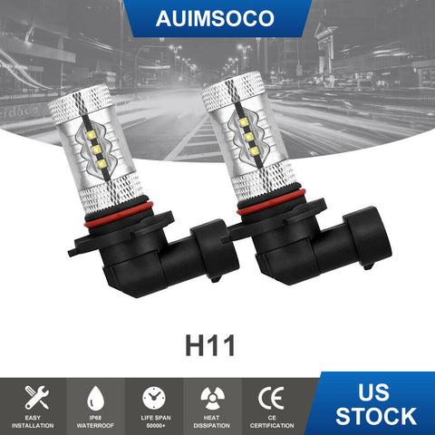 2x H9 6000k LED DRL Bulbs Fog Light 160W For Chevrolet Silverado 1500 2007-2015